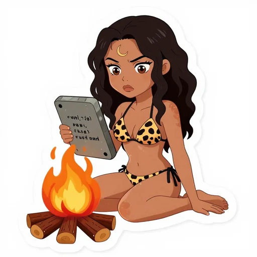 Vesper by the fire — leopard print, tablet, crescent moon